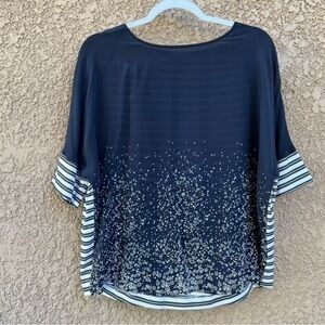 RIANI 100% Silk Blouse Womens Size 8 Sheer‎ Short Sleeves Shirt Lightweight Knit